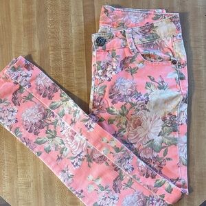 Vanilla Star Floral Peach Women's Skinny Jeans Size 1